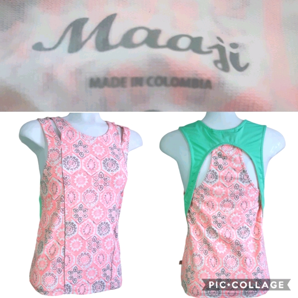 2 for $20 Maaji | bright silky racerback cutout active top